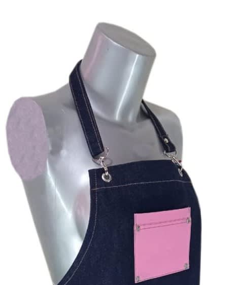 Pechera de Mezclilla para Mujer con Detalles Rosa3