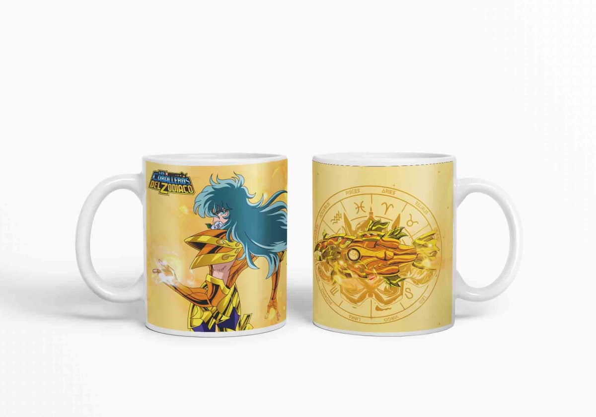 Taza Caballero Del Zodiaco - Piscis Dorado D22 (320ml)3