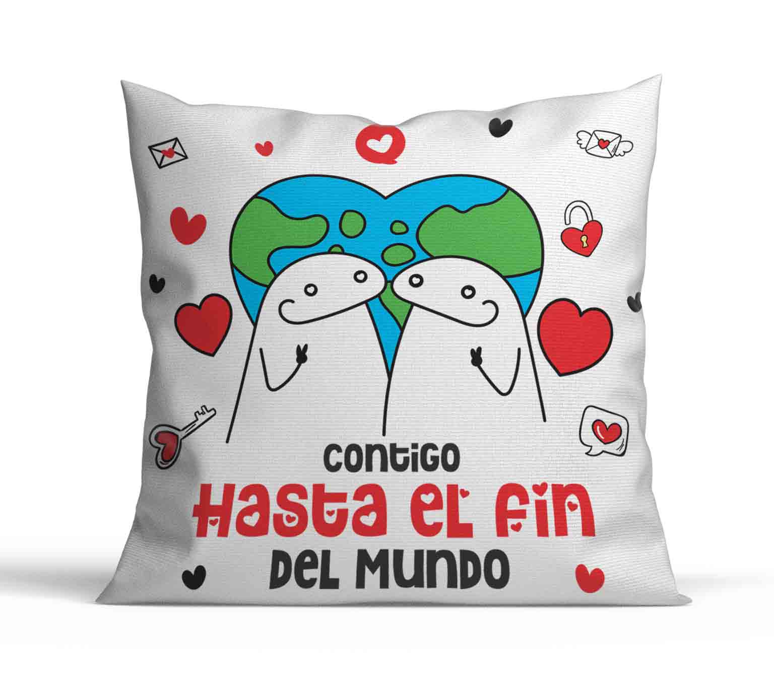 Cojín Flork Contigo hasta el fin del mundo - San Valentin D1