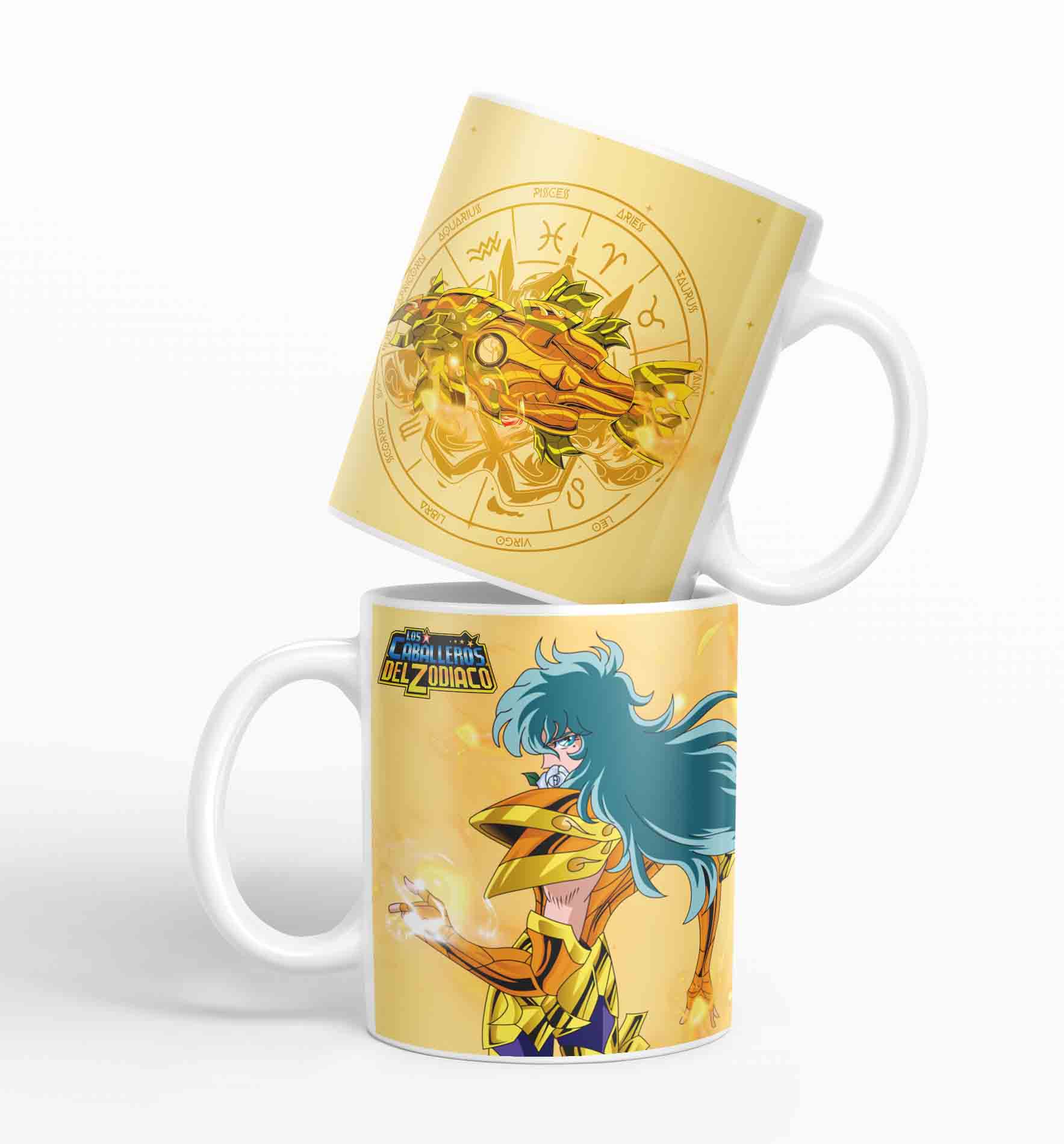Taza Caballero Del Zodiaco - Piscis Dorado D22 (320ml)