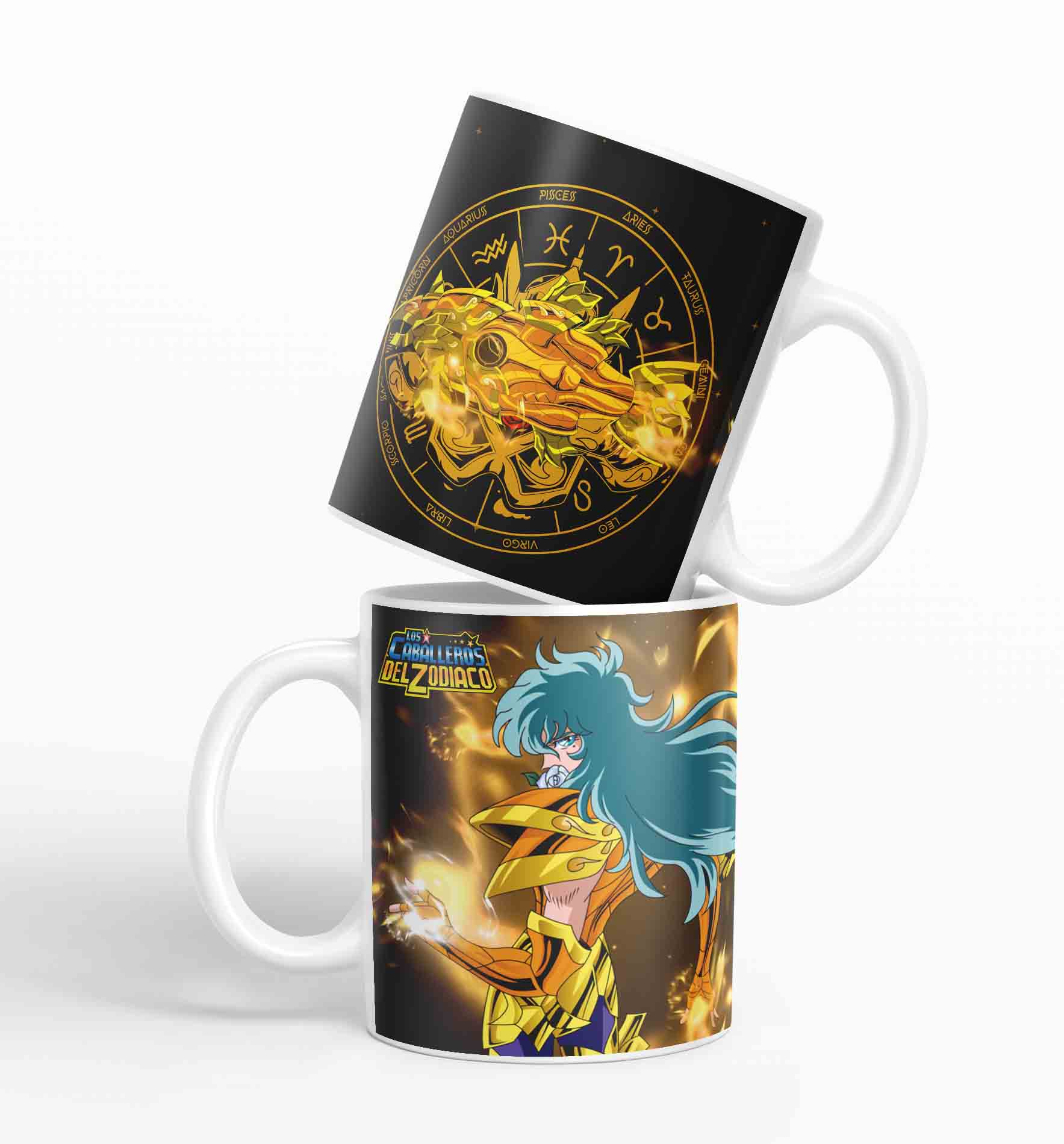 Taza Caballero Del Zodiaco - Piscis Negro D23 (320ml)