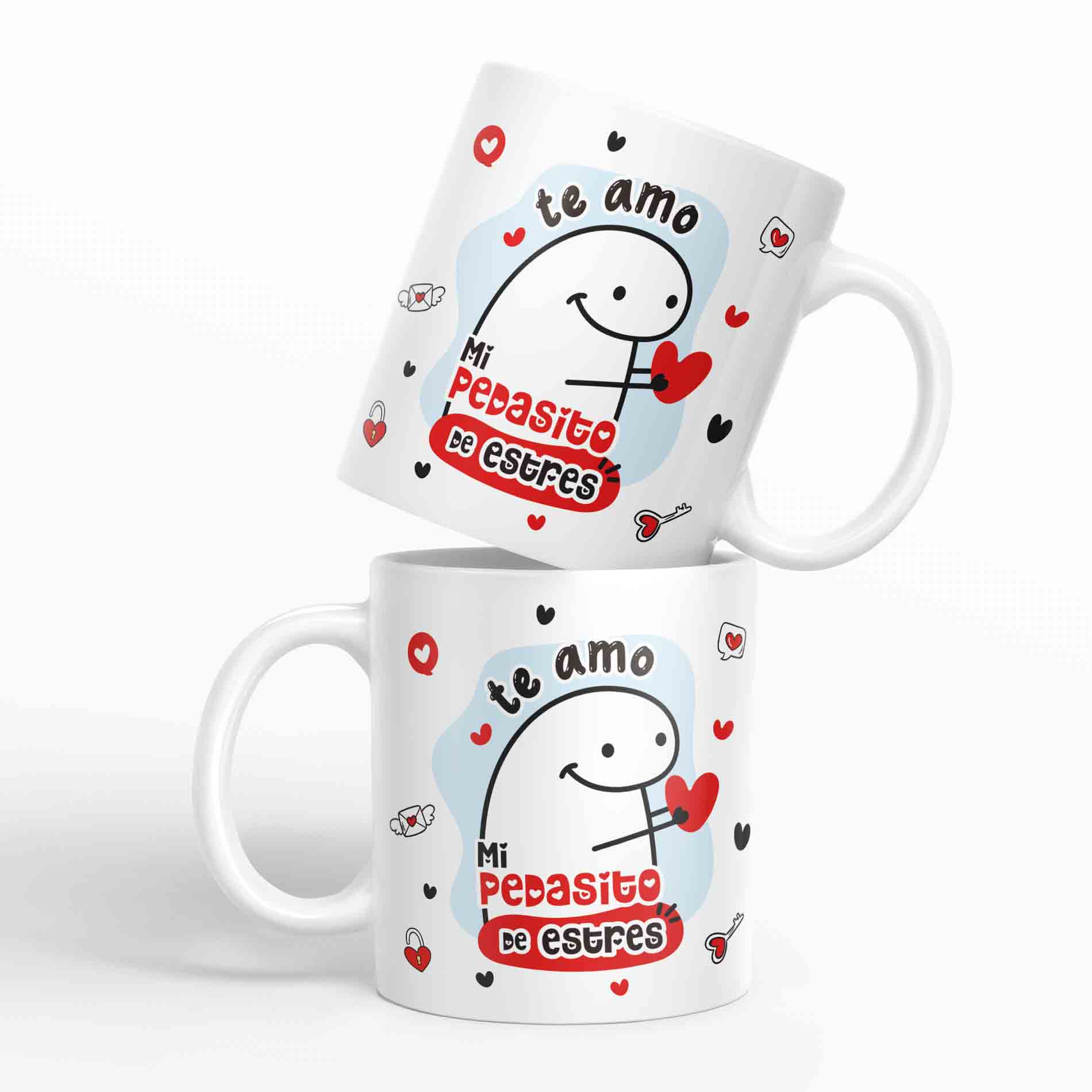 Taza Flork Te amo Mi pedacito de estres - San Valentin D6