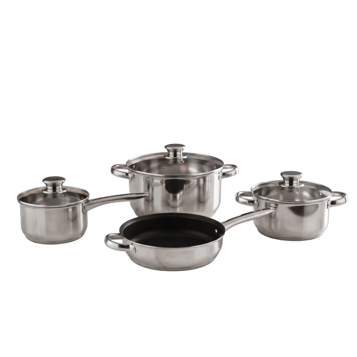 SET OLLAS INOX KV 8 PCS TAPA VIDRIO 5.8L - 3.4L - 1.9L2