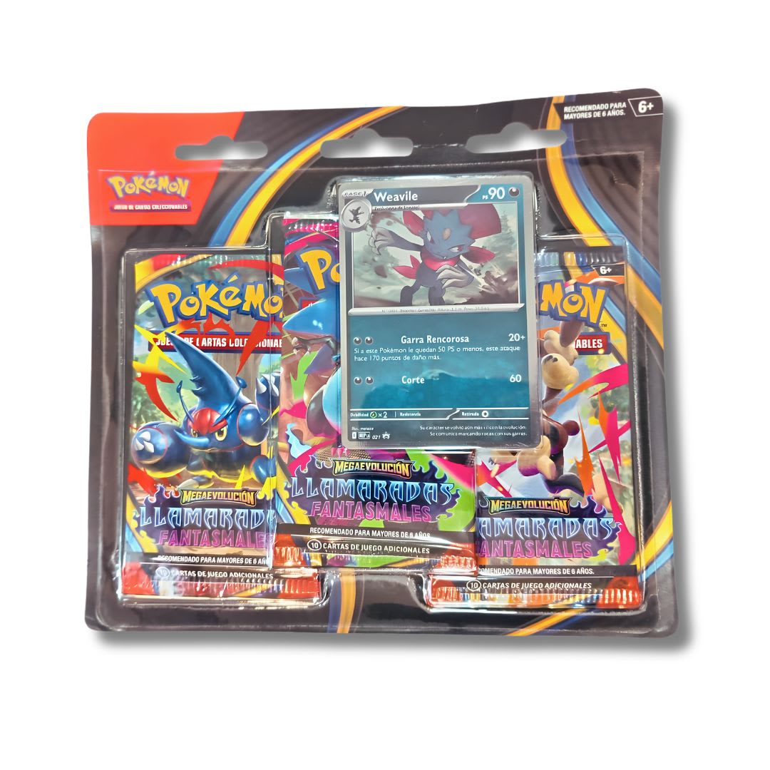 Pokémon: Megaevolución – Llamaradas Fantasmales Blíster de 3 sobres2