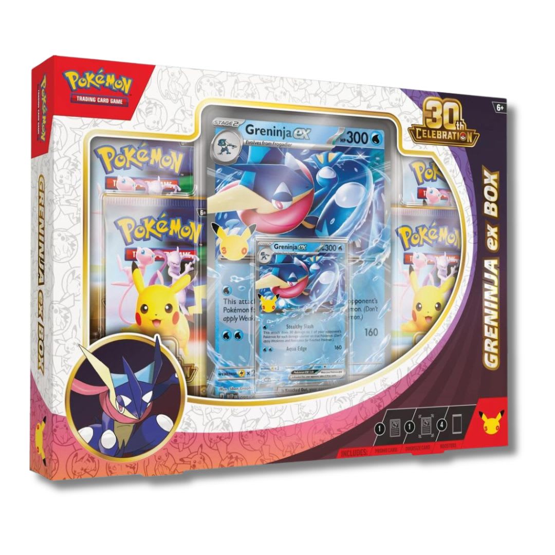 [PREVENTA] Pokémon TCG: 30th Celebration Pokémon ex Box—Sylveon ex & Greninja ex3