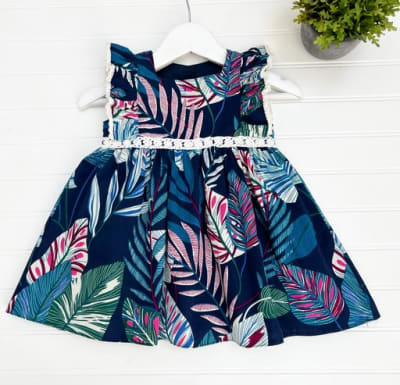 Vestido Hojitas  azul1