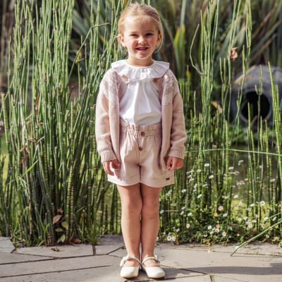 Chaleco niña rosa bajo