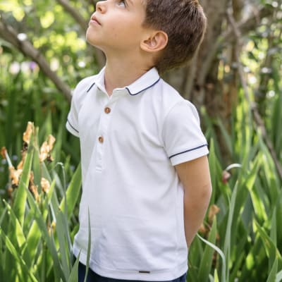 Polera pima m/c vivo azul