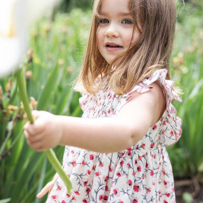 Vestido Ina m/c flores rosa