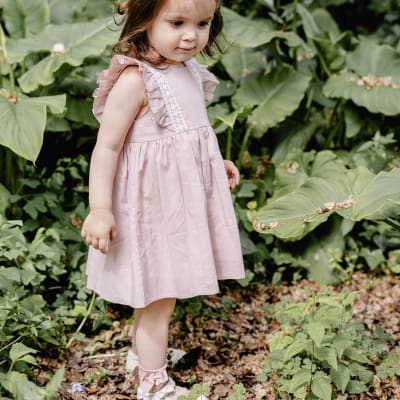 Vestido Lino rosa M/C1