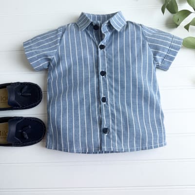 Camisa Rallas azul m/corta