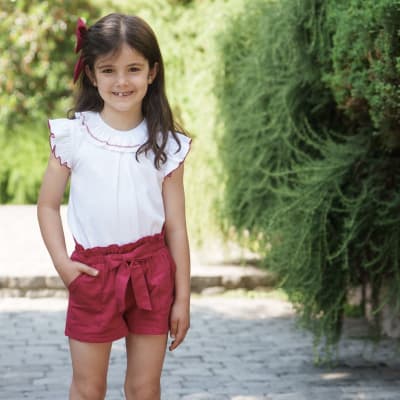 Short niña Lazo Lino rojo