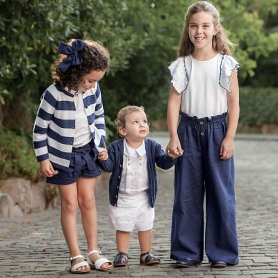 Pantalon Lino niña azul