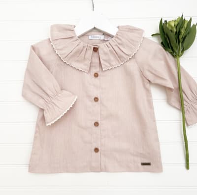 Blusa lino m/l rosa macrame