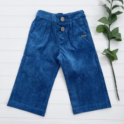 Pantalon niña cotele turquesa