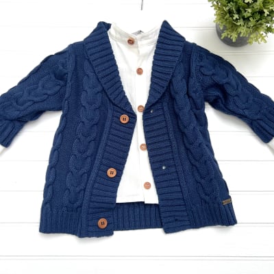 Chaleco Smocking niño azul1