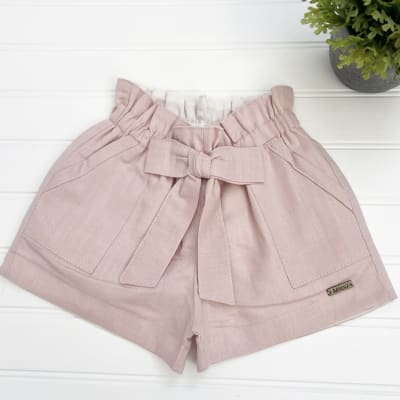 Short niña Lazo Lino rosa