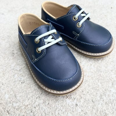 MOCASIN NIÑO CUERO AZUL