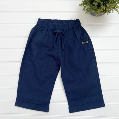 Pantalón ancho Lino Azul1