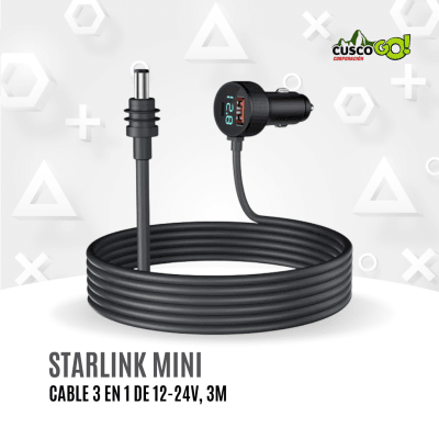 Cable 3 en 1 Starlink Mini 3M compatible con USB-C, encendedor 12–24V y DC1