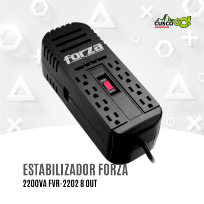 Forza FVR-2202 AVR – Regulador y Estabilizador de Voltaje 2200VA (1100W) 8 Salidas 220V1