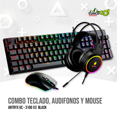 COMBO TECLADO, AUDIFONOS y MOUSE ANTRYX GC-3100 X3  BLACK1
