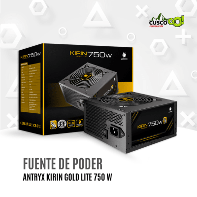 Fuente de poder ATX 750W certificada 80 Plus Gold Antryx Kirin Gold Lite1