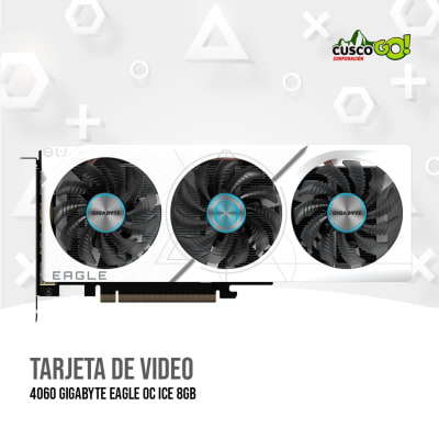 TARJETA GRAFICA GIGABYTE RTX 4060 EAGLE OC ICE 8GB GDDR6, BLANCO, 3 VENTILADORES1