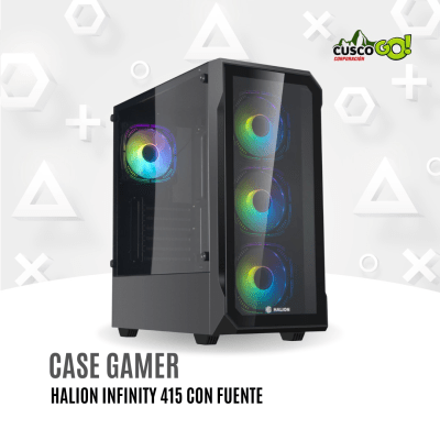 Case Gamer Halion Infinity 415 Vidrio con filtro y fuente 600W1