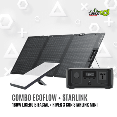 Combo EcoFlow RIVER 3 Batería Portátil con Panel Solar 160W y Starlink Mini1