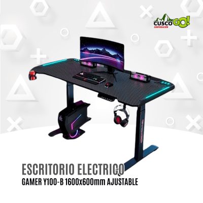 Escritorio Electrico Elevable Y100-B Negro 1600x600mm1