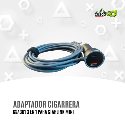 Adaptador de Cigarrera CSA301 para Starlink Mini con USB-C y USB1