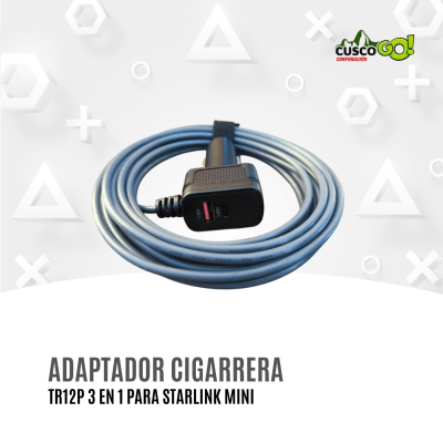 Adaptador de Cigarrera TR12P para Starlink Mini con USB-C y USB1