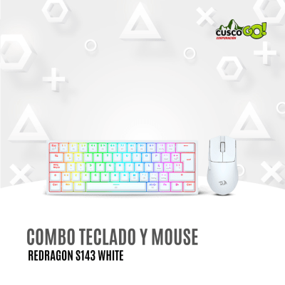 COMBO REDRAGON ESSENTIALS TECLADO Y MOUSE MODELO S143 WHITE1