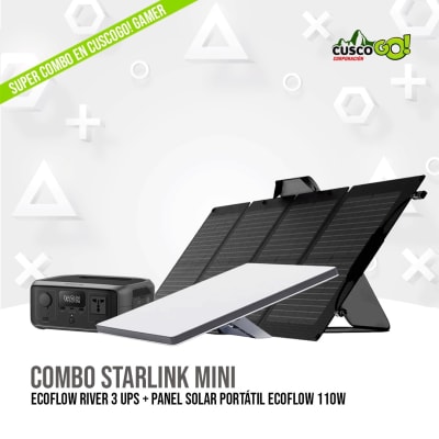 COMBO STARLINK MINI + ECOFLOW RIVER 3 + PANEL SOLAR PORTATIL DE 110W1