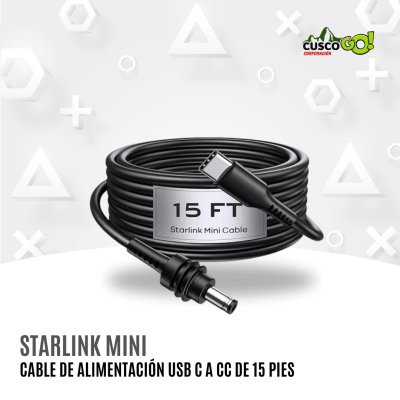 Cable USB-C a DC 5521 100 W para Starlink Mini de 15 pies (4.6 m), resistente e inteligente1