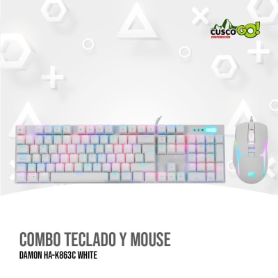COMBO TECLADO Y MOUSE DAMON HA-K863C WHITE1