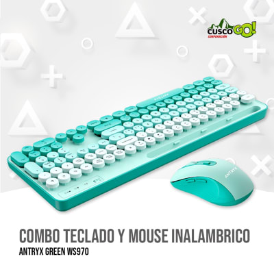COMBO TECLADO Y MOUSE INALAMBRICO ANTRYX GREEN WS9701