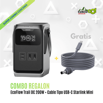 Combo Ecoflow Trail DC 200W Incluye Cable Tipo USB-C para Starlink Mini1
