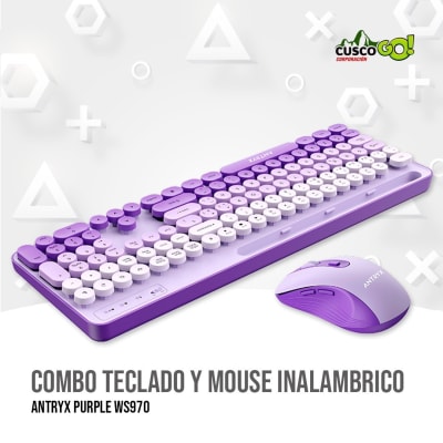COMBO TECLADO Y MOUSE INALAMBRICO ANTRYX PURPLE WS9701