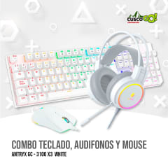 COMBO TECLADO, AUDIFONOS y MOUSE ANTRYX GC - 3100 X3  WHITE