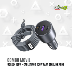 Combo UGREEN 130W para Starlink Mini con Cable USB-C PD 100W
