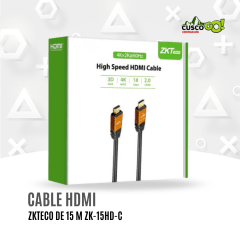 Cable HDMI ZKTeco ZK-15HD-C 15m alta velocidad