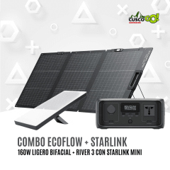 Combo EcoFlow RIVER 3 Batería Portátil con Panel Solar 160W y Starlink Mini
