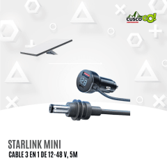 Cable 3 en 1 Starlink Mini 5m compatible con USB-C, encendedor 12–48V y DC