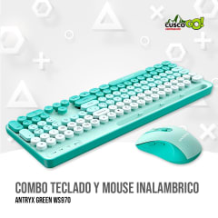 COMBO TECLADO Y MOUSE INALAMBRICO ANTRYX GREEN WS970
