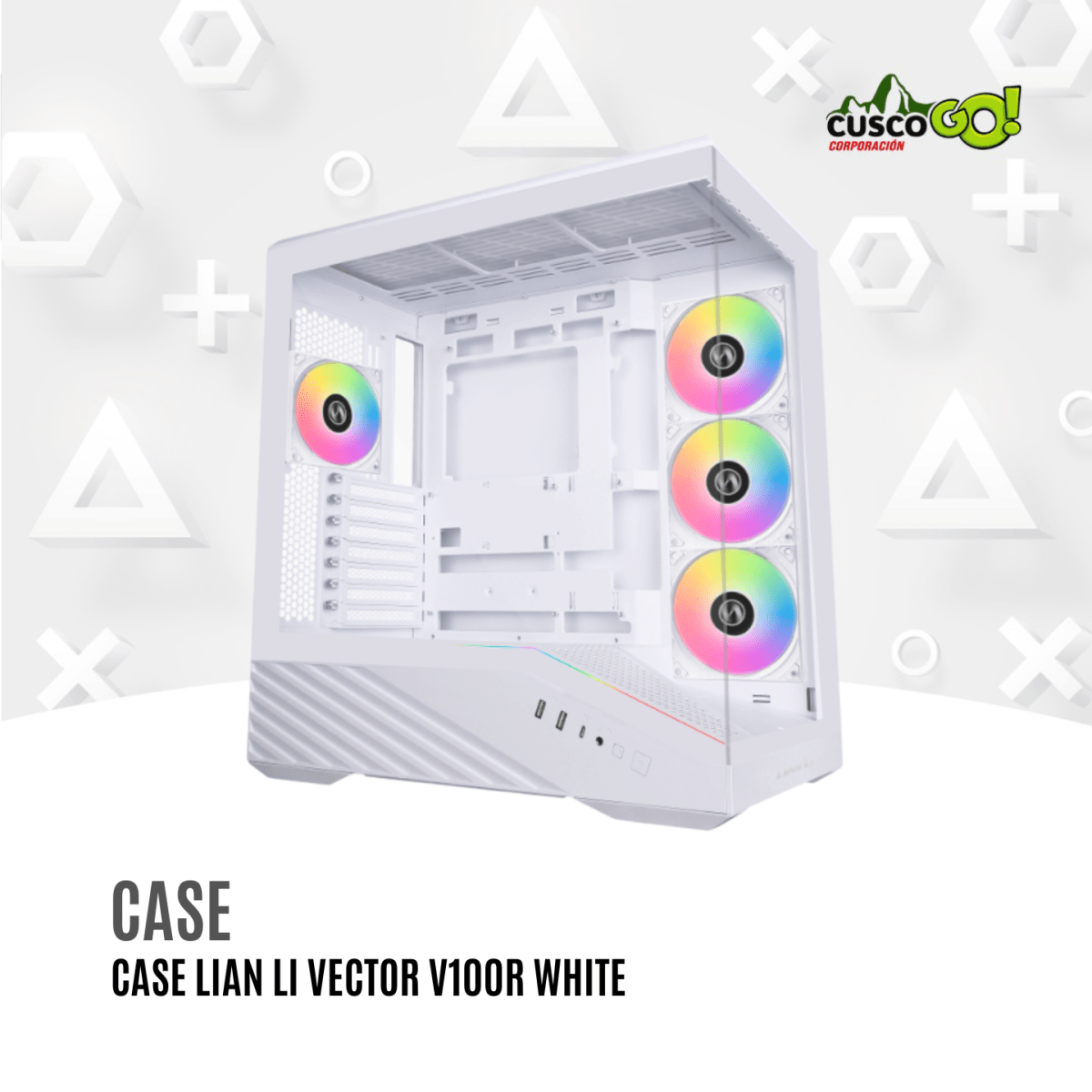 Case Lian Li Vector V100R Blanco 4 Ventiladores ARGB 0