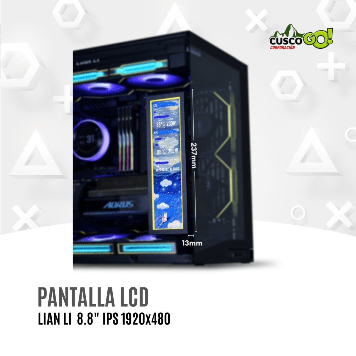 Pantalla LCD Lian Li 8.8 IPS 1920x480 0