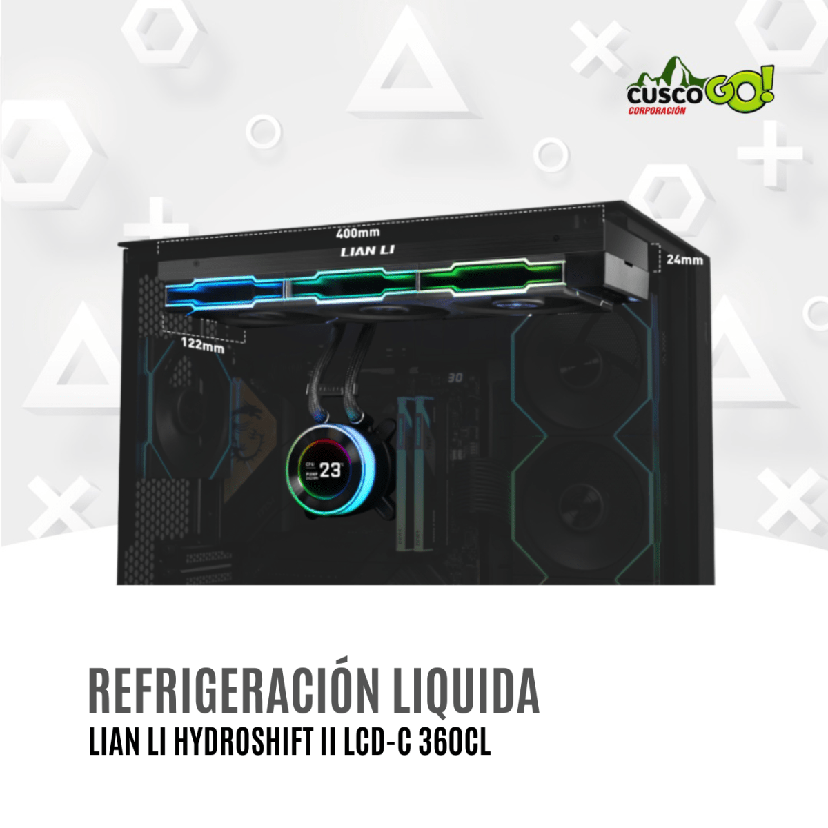 Refrigeración Líquida Lian Li HydroShift II LCD 360CL Black3