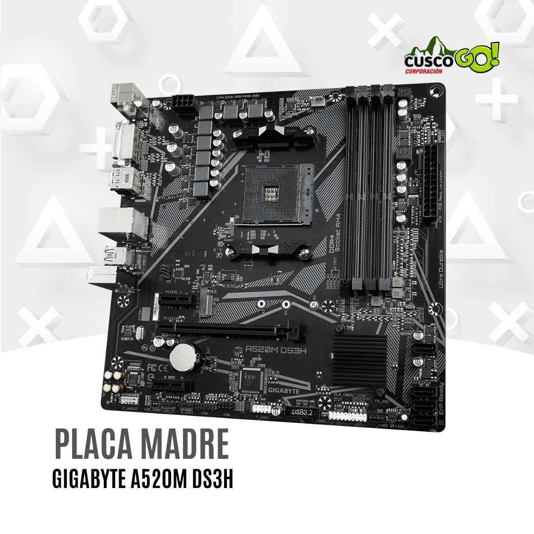 PLACA MADRE GIGABYTE A520M DS3H V2 SVL(REV. 1.0), AM4, DDR4, HDMI, DVI-D, DP, HD AUDIO.2